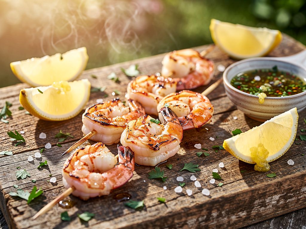 Grilled Garlic Shrimp Skewers