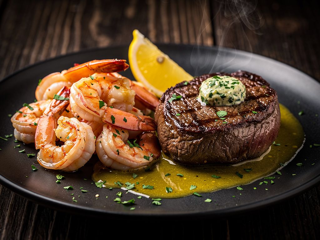 Surf and Turf: Filet and Garlic Butter Shrimp